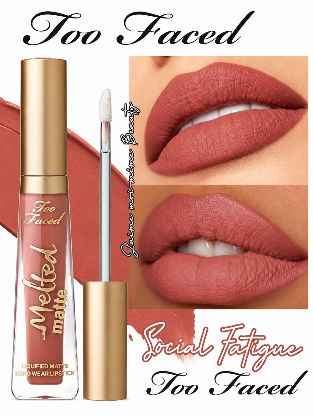 Too Faced Matte Liquid Lipstick - Social Fatigue - Taupe Brown Nude